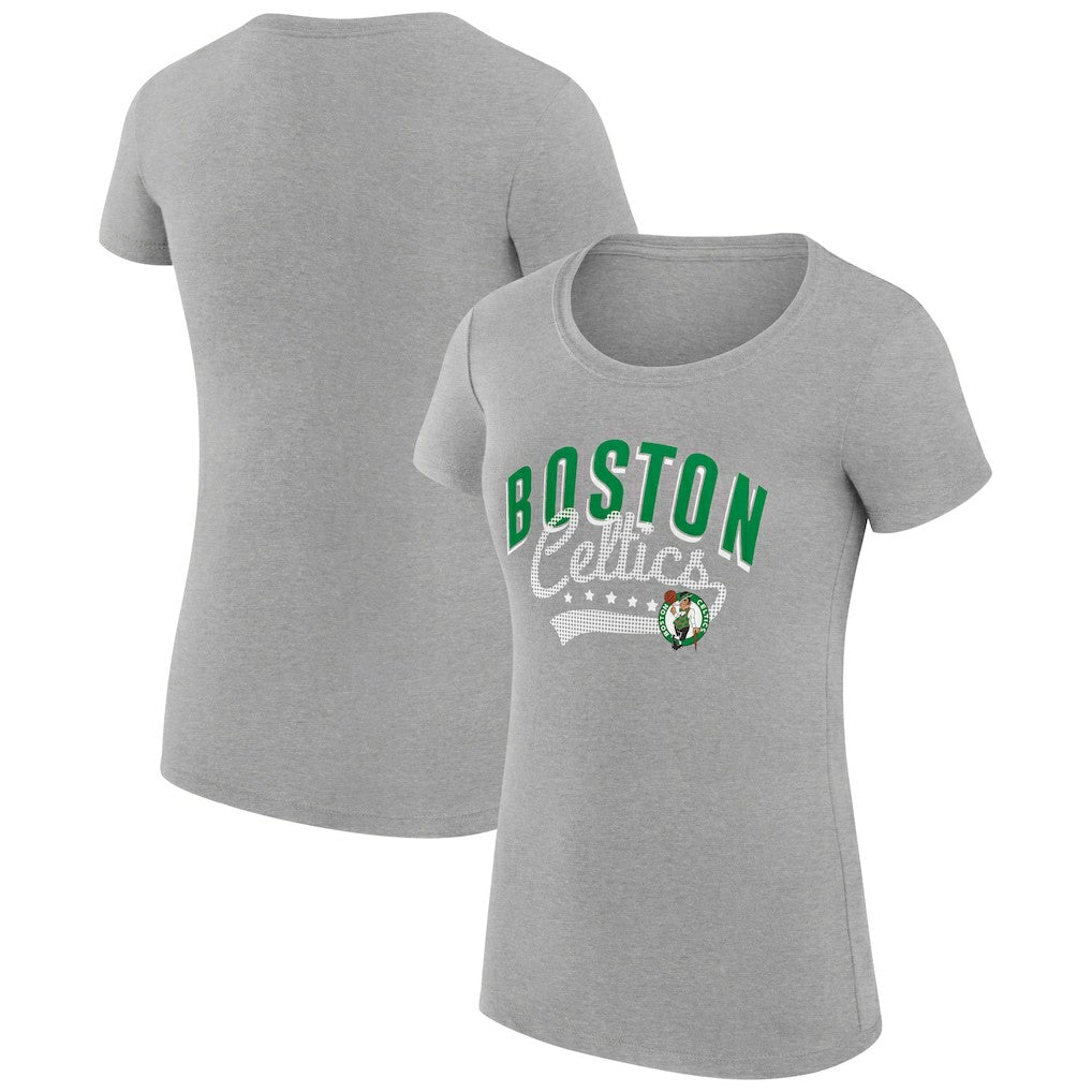 NBA Boston Celtics G-III 4Her by Carl Banks Women's Super-Slim Fit Lightweight Filigree Logo T-Shirt - Heather Gray discount