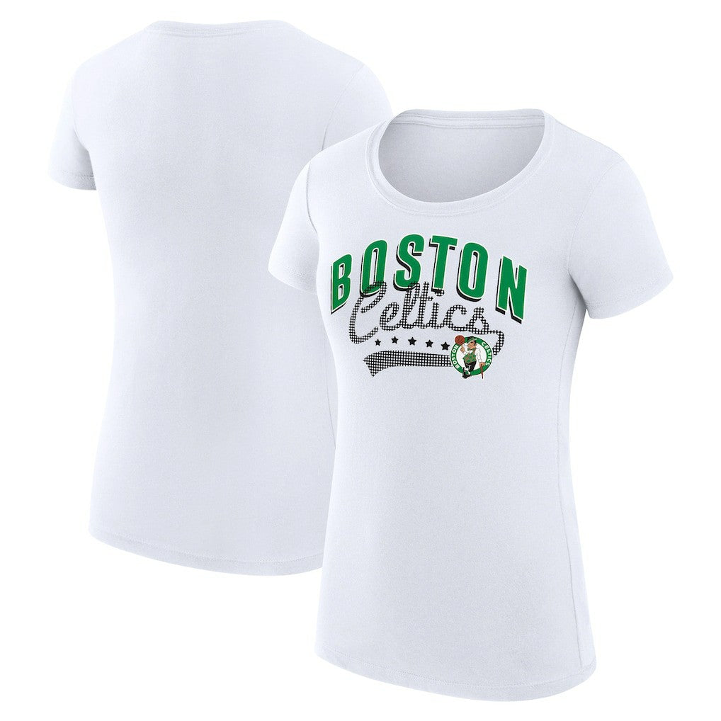 NBA Boston Celtics G-III 4Her by Carl Banks Women's Super-Slim Fit Lightweight Filigree Logo T-Shirt - White online