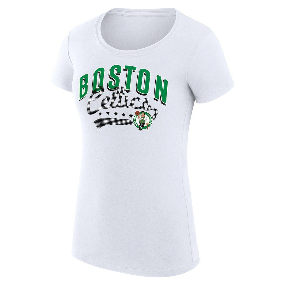 NBA Boston Celtics G-III 4Her by Carl Banks Women's Super-Slim Fit Lightweight Filigree Logo T-Shirt - White online