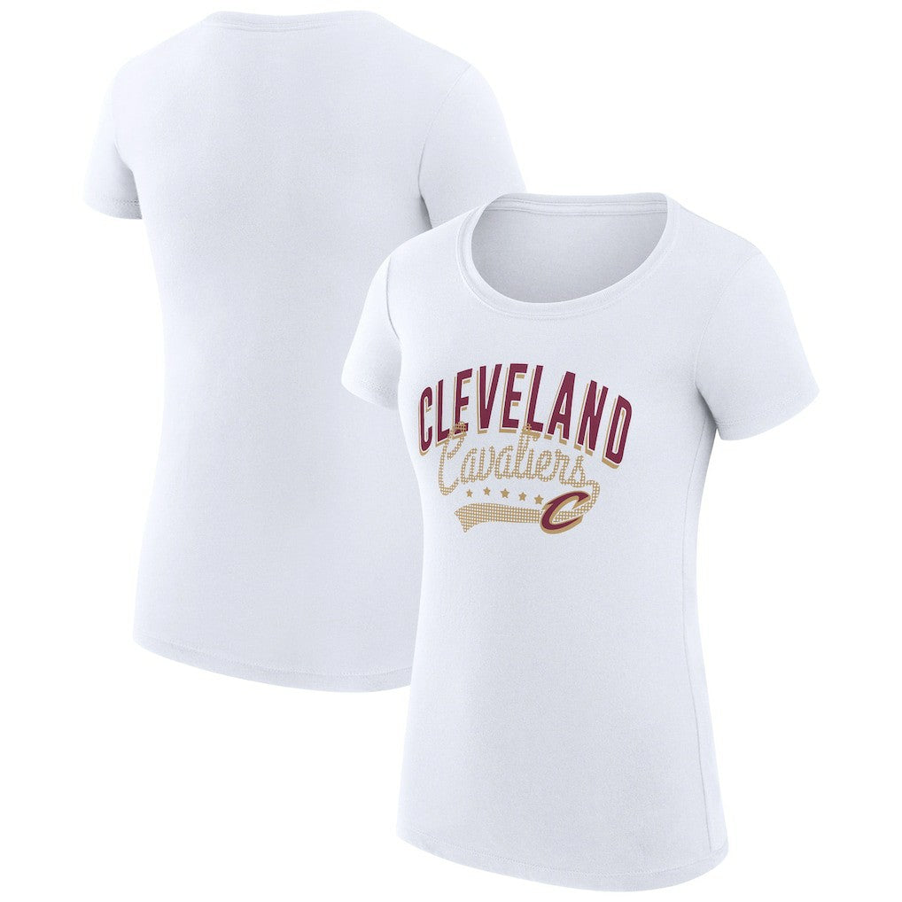 NBA Cleveland Cavaliers G-III 4Her by Carl Banks Women's Super-Slim Fit Lightweight Filigree Logo T-Shirt - White on sale