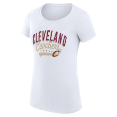 NBA Cleveland Cavaliers G-III 4Her by Carl Banks Women's Super-Slim Fit Lightweight Filigree Logo T-Shirt - White on sale