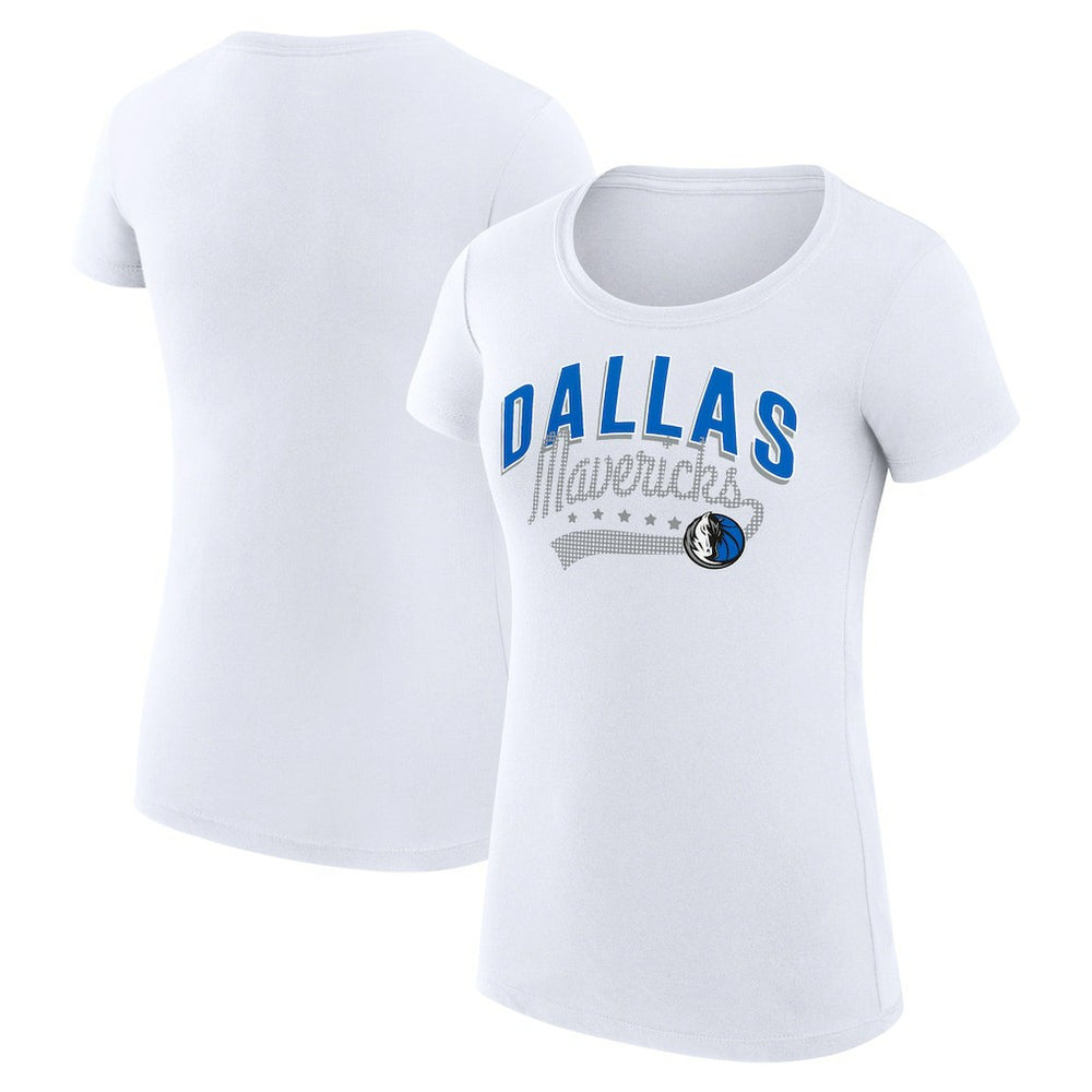 NBA Dallas Mavericks G-III 4Her by Carl Banks Women's Super-Slim Fit Lightweight Filigree Logo T-Shirt - White on sale