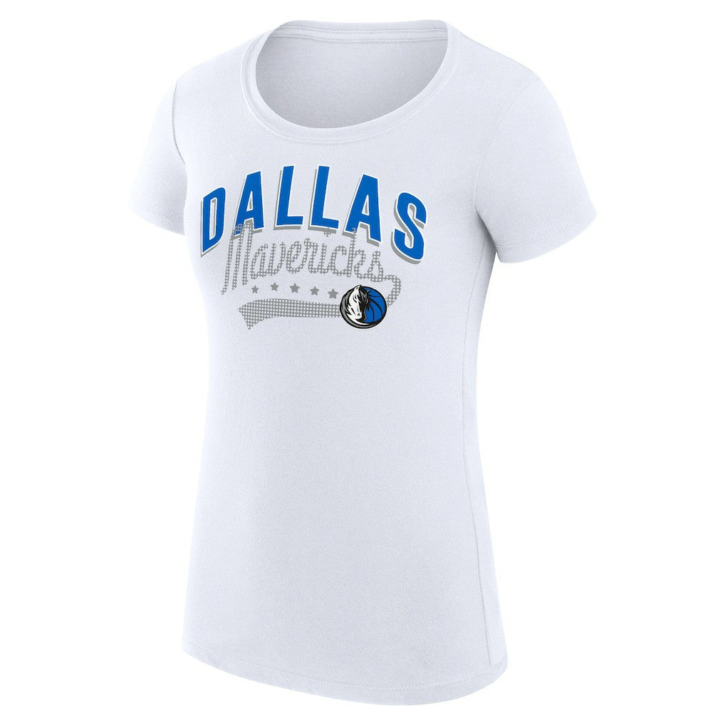 NBA Dallas Mavericks G-III 4Her by Carl Banks Women's Super-Slim Fit Lightweight Filigree Logo T-Shirt - White on sale