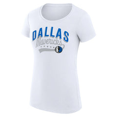 NBA Dallas Mavericks G-III 4Her by Carl Banks Women's Super-Slim Fit Lightweight Filigree Logo T-Shirt - White on sale