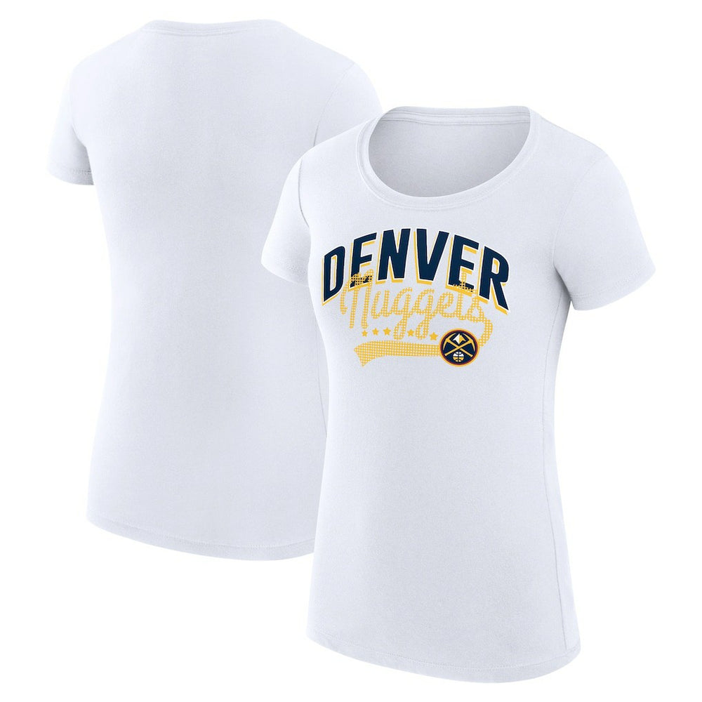 NBA Denver Nuggets G-III 4Her by Carl Banks Women's Super-Slim Fit Lightweight Filigree Logo T-Shirt - White outlet