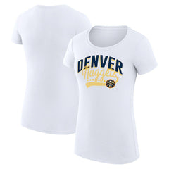 NBA Denver Nuggets G-III 4Her by Carl Banks Women's Super-Slim Fit Lightweight Filigree Logo T-Shirt - White outlet