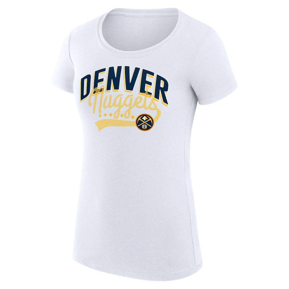 NBA Denver Nuggets G-III 4Her by Carl Banks Women's Super-Slim Fit Lightweight Filigree Logo T-Shirt - White outlet