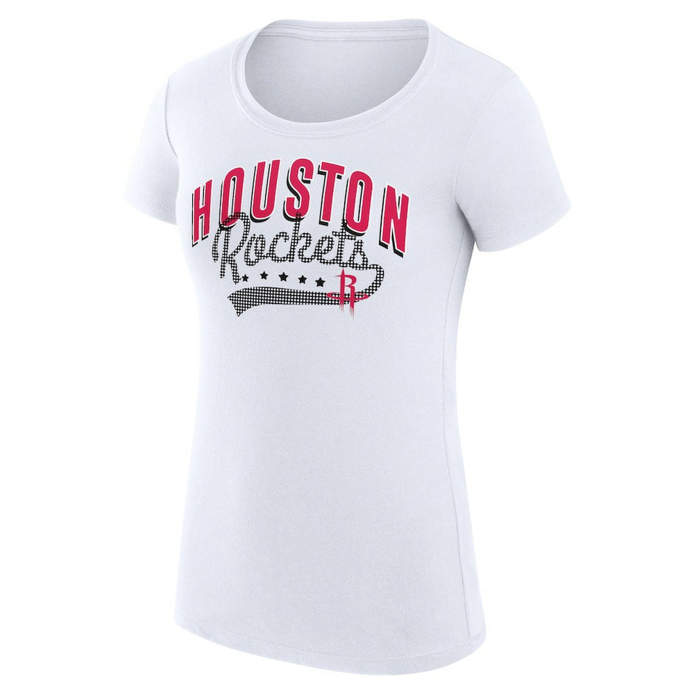NBA Houston Rockets G-III 4Her by Carl Banks Women's Super-Slim Fit Lightweight Filigree Logo T-Shirt - White for sale