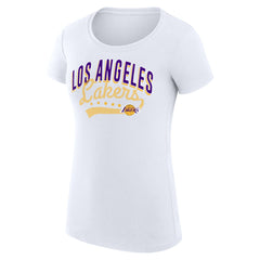 NBA Los Angeles Lakers G-III 4Her by Carl Banks Women's Super-Slim Fit Lightweight Filigree Logo T-Shirt - White discount