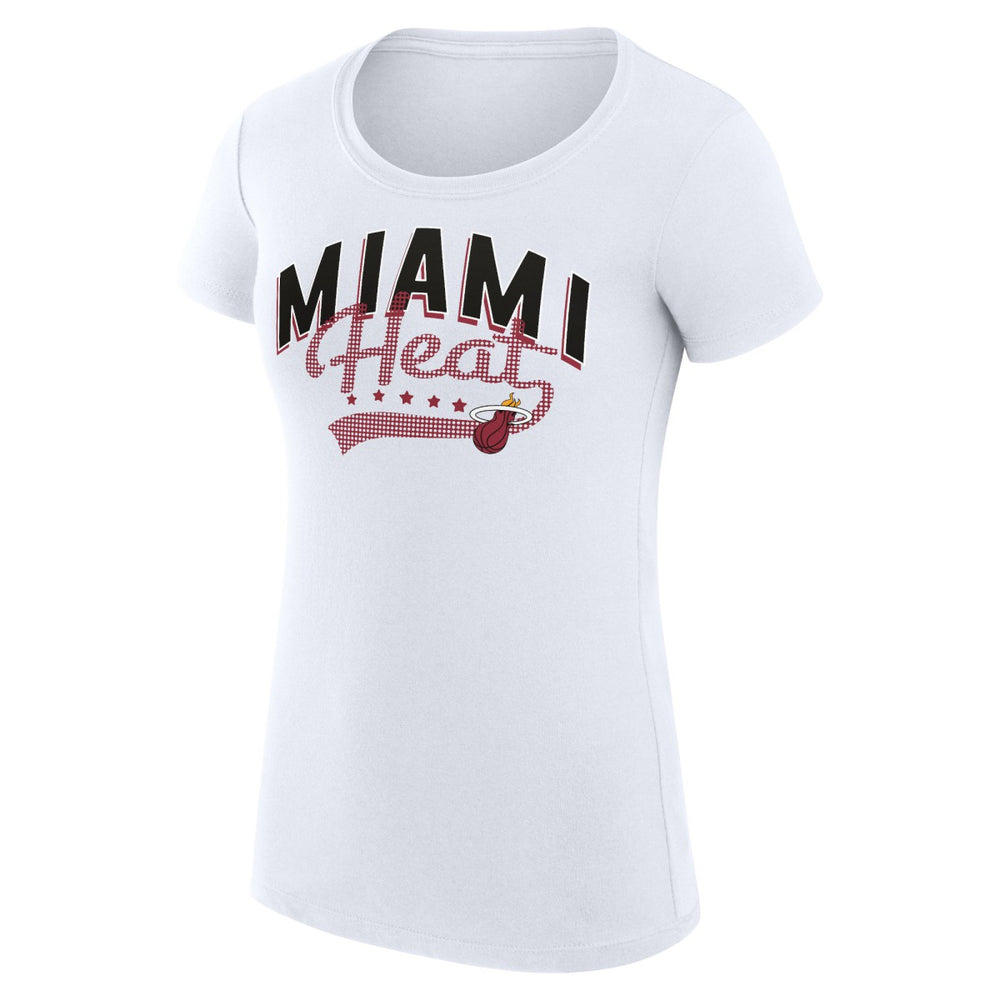 NBA Miami Heat G-III 4Her by Carl Banks Women's Super-Slim Fit Lightweight Filigree Logo T-Shirt - White shop