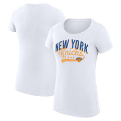 NBA New York Knicks G-III 4Her by Carl Banks Women's Super-Slim Fit Lightweight Filigree Logo T-Shirt - White online