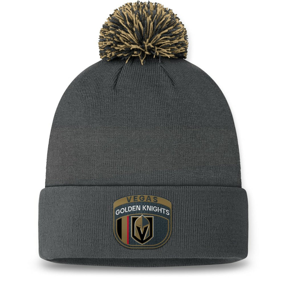NHL Charcoal Vegas Golden Knights Fanatics 2024 NHL Draft Cuffed Knit Hat with Pom