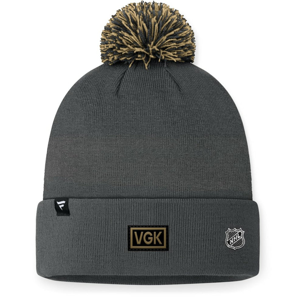 NHL Charcoal Vegas Golden Knights Fanatics 2024 NHL Draft Cuffed Knit Hat with Pom