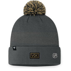 NHL Charcoal Vegas Golden Knights Fanatics 2024 NHL Draft Cuffed Knit Hat with Pom