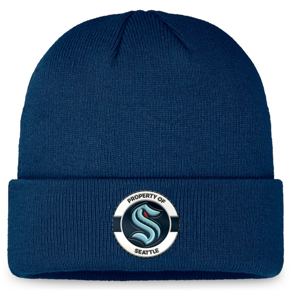 NHL Deep Sea Blue Seattle Kraken Fanatics Authentic Pro Training Camp Cuffed Knit Hat