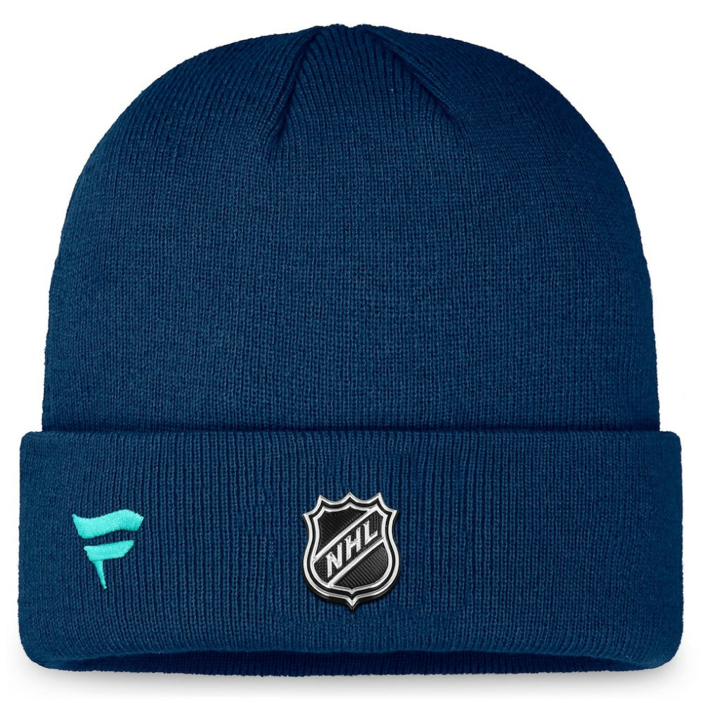 NHL Deep Sea Blue Seattle Kraken Fanatics Authentic Pro Training Camp Cuffed Knit Hat