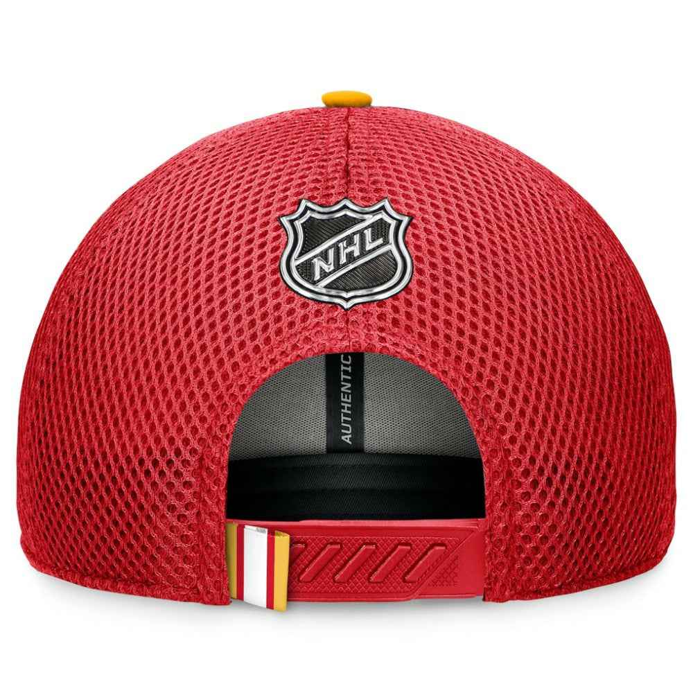 NHL Red Calgary Flames Fanatics 2024 NHL Draft On Stage Trucker Adjustable Hat