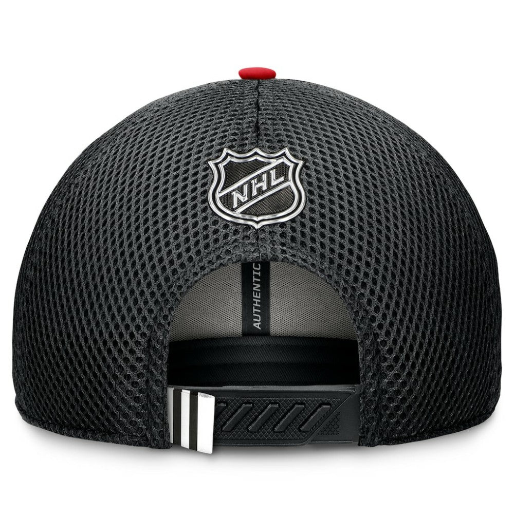 NHL Black Chicago Blackhawks Fanatics 2024 NHL Draft On Stage Trucker Adjustable Hat