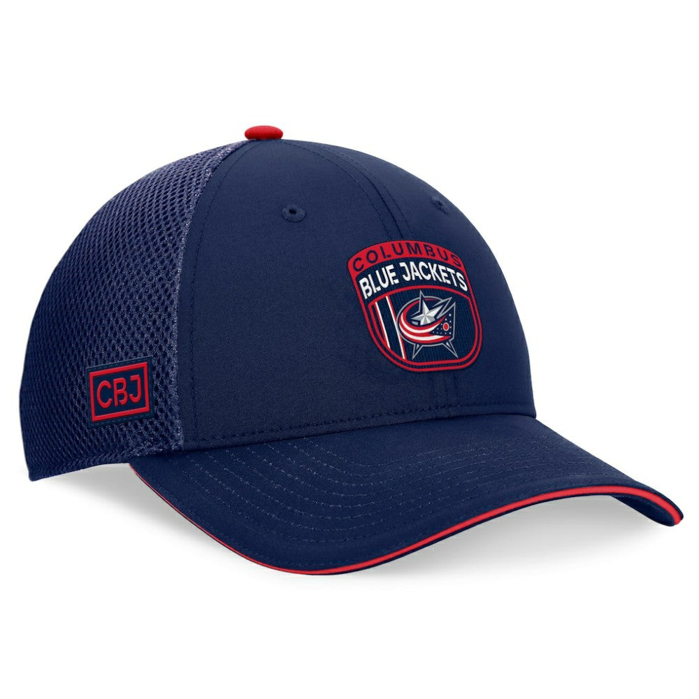 NHL Navy Columbus Blue Jackets Fanatics 2024 NHL Draft On Stage Trucker Adjustable Hat