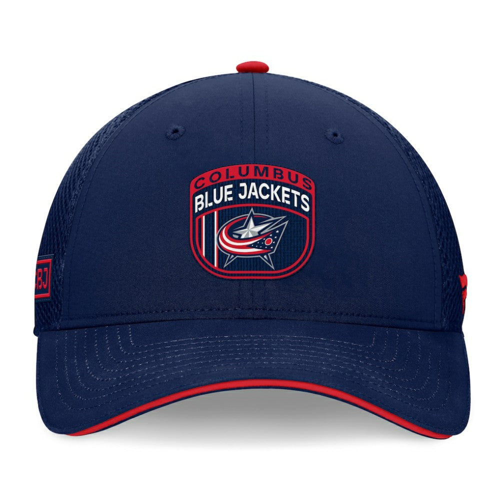 NHL Navy Columbus Blue Jackets Fanatics 2024 NHL Draft On Stage Trucker Adjustable Hat