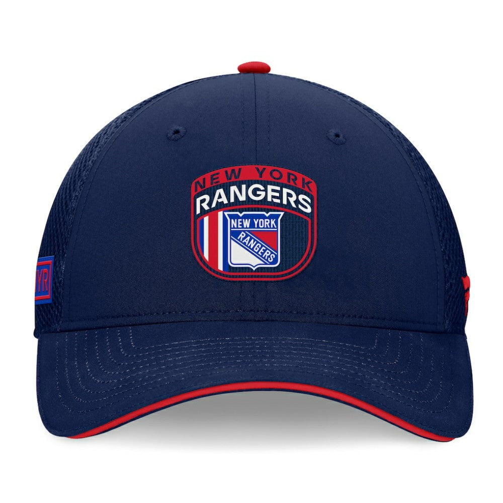 NHL Navy New York Rangers Fanatics 2024 NHL Draft On Stage Trucker Adjustable Hat