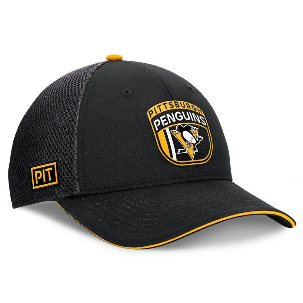 NHL Black Pittsburgh Penguins Fanatics 2024 NHL Draft On Stage Trucker Adjustable Hat