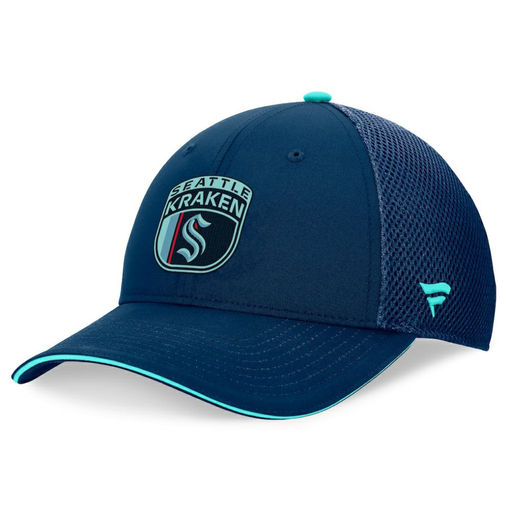 NHL Deep Sea Blue Seattle Kraken Fanatics 2024 NHL Draft On Stage Trucker Adjustable Hat