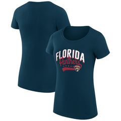 NHL  Florida Panthers G-III 4Her by Carl Banks Women's Super-Slim Fit Lightweight Filigree Logo T-Shirt – Navy