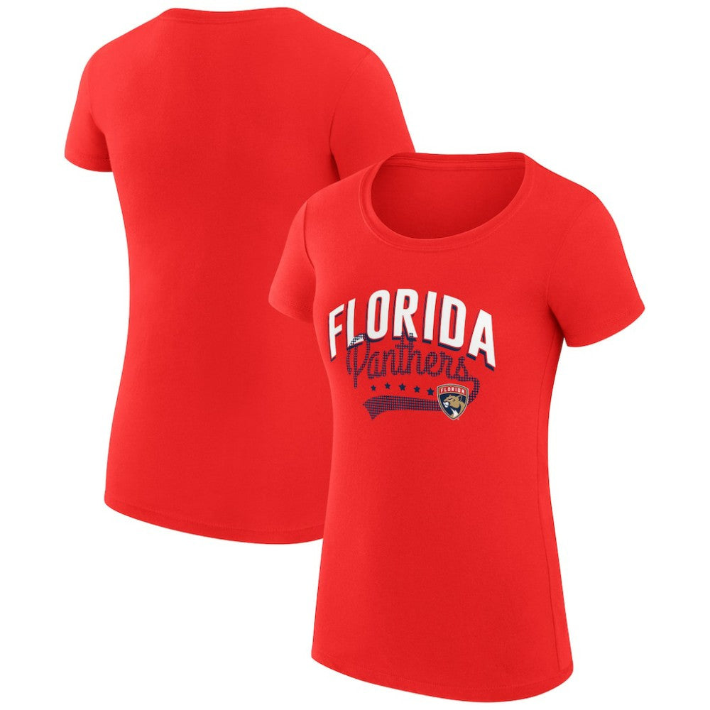 NHL  Florida Panthers G-III 4Her by Carl Banks Women's Super-Slim Fit Lightweight Filigree Logo T-Shirt – Red