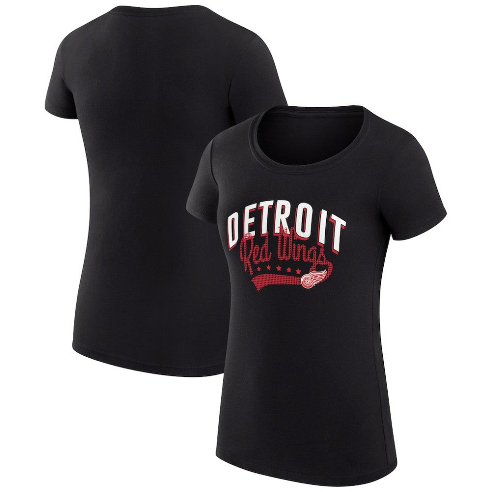 NHL  Detroit Red Wings G-III 4Her by Carl Banks Women's Super-Slim Fit Lightweight Filigree Logo T-Shirt – Black