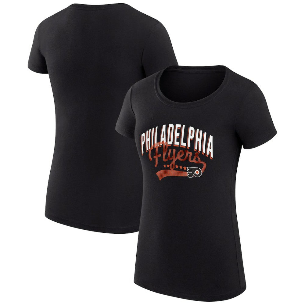 NHL  Philadelphia Flyers G-III 4Her by Carl Banks Women's Super-Slim Fit Lightweight Filigree Logo T-Shirt – Black