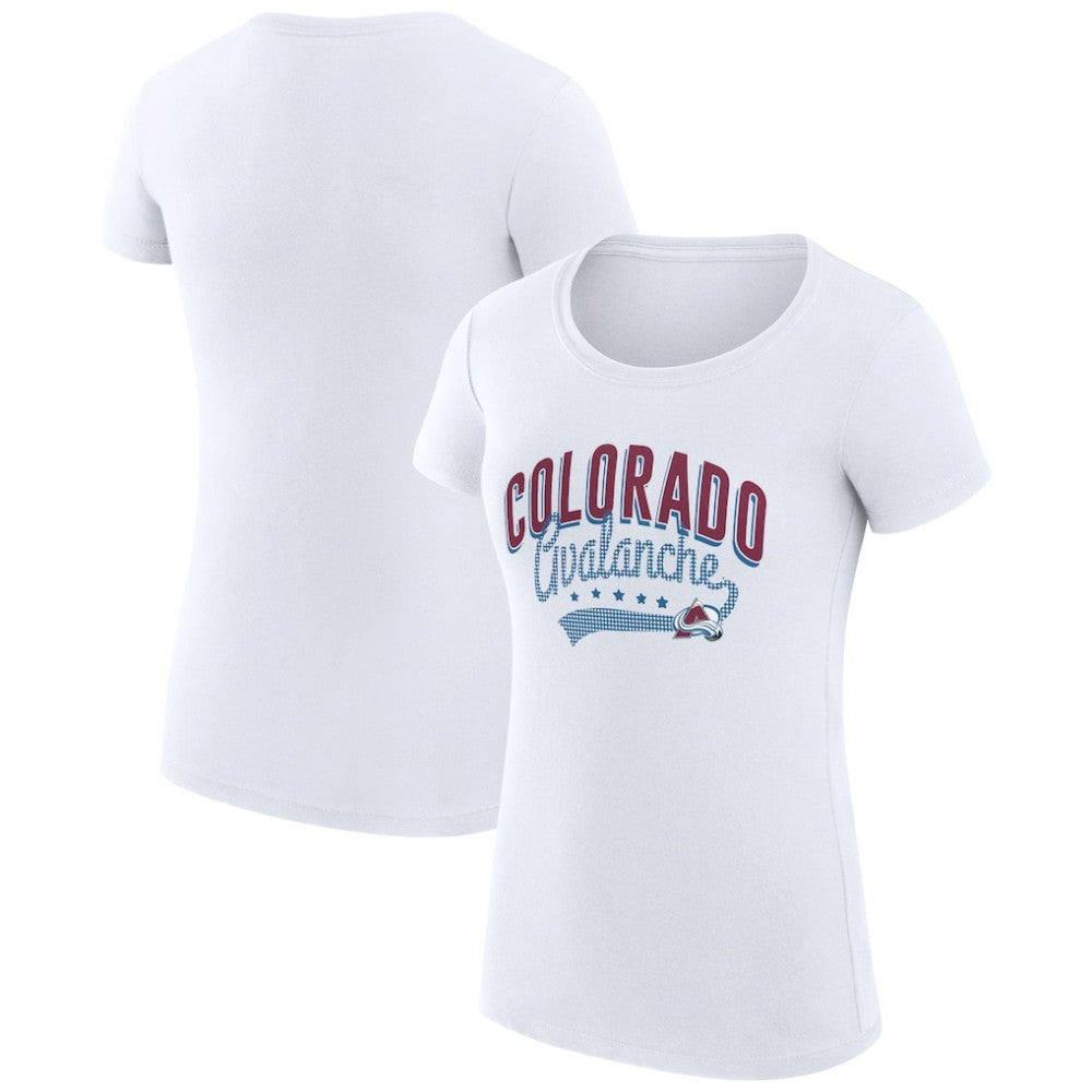 NHL  Colorado Avalanche G-III 4Her by Carl Banks Women's Super-Slim Fit Lightweight Filigree Logo T-Shirt – White