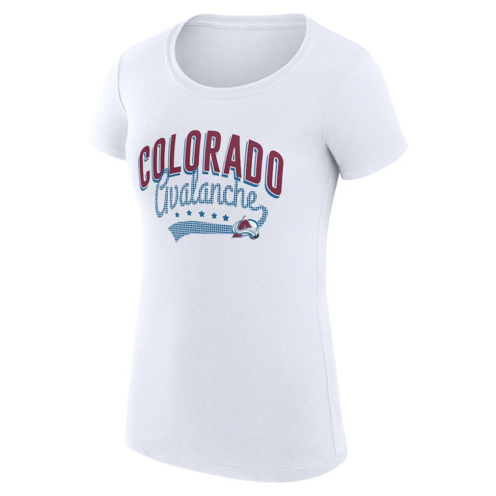 NHL  Colorado Avalanche G-III 4Her by Carl Banks Women's Super-Slim Fit Lightweight Filigree Logo T-Shirt – White