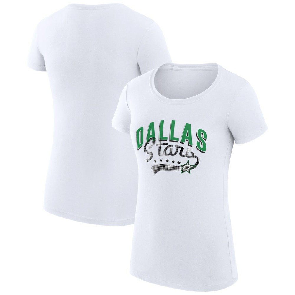 NHL  Dallas Stars G-III 4Her by Carl Banks Women's Super-Slim Fit Lightweight Filigree Logo T-Shirt – White