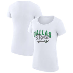 NHL  Dallas Stars G-III 4Her by Carl Banks Women's Super-Slim Fit Lightweight Filigree Logo T-Shirt – White