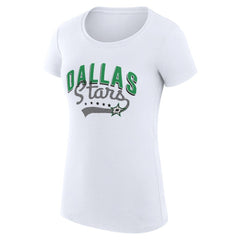 NHL  Dallas Stars G-III 4Her by Carl Banks Women's Super-Slim Fit Lightweight Filigree Logo T-Shirt – White