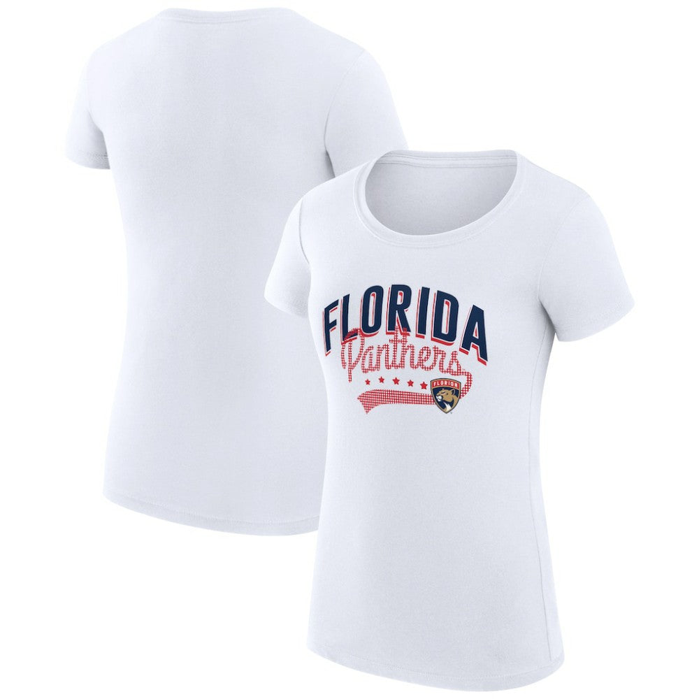 NHL  Florida Panthers G-III 4Her by Carl Banks Women's Super-Slim Fit Lightweight Filigree Logo T-Shirt – White