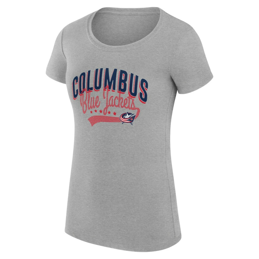 NHL  Columbus Blue Jackets G-III 4Her by Carl Banks Women's Super-Slim Fit Lightweight Filigree Logo T-Shirt – Gray