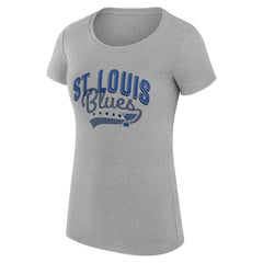 NHL  St. Louis Blues G-III 4Her by Carl Banks Women's Super-Slim Fit Lightweight Filigree Logo T-Shirt – Gray