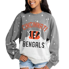 Gameday Couture Women's Oversized Coin Toss Faded French Terry Tri-Blend Pullover Sweatshirt - Cincinnati Bengals