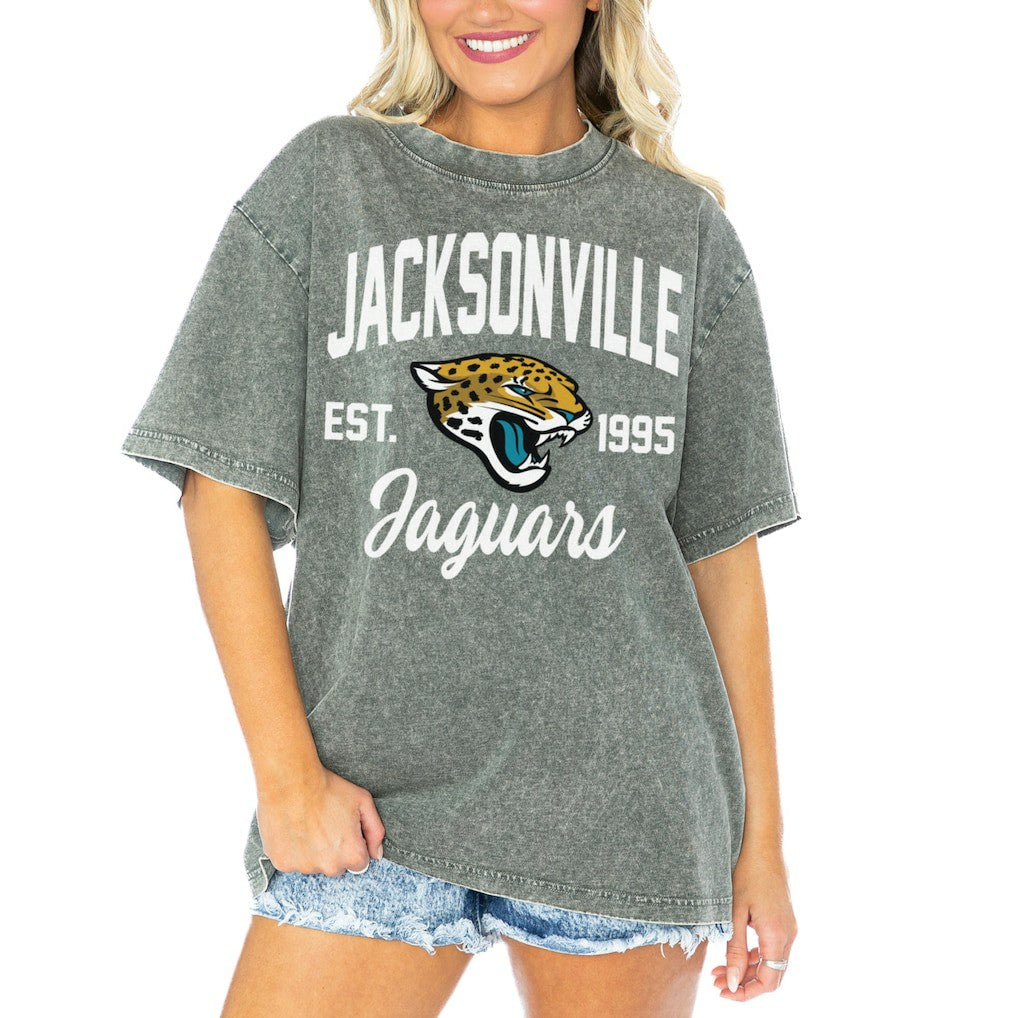 Gameday Couture Women's Tackle Titan Boyfriend Washed T-Shirt - Jacksonville Jaguars