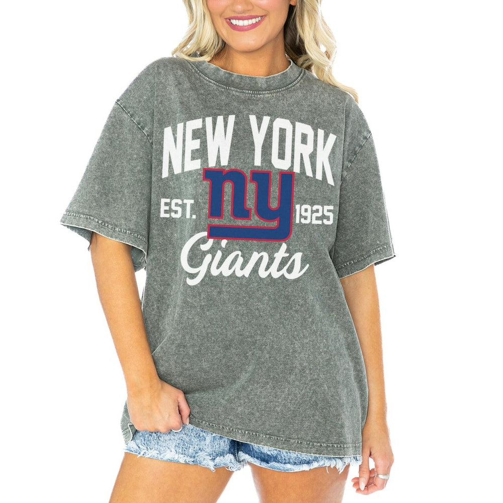 Gameday Couture Women's Tackle Titan Boyfriend Washed T-Shirt - New York Giants