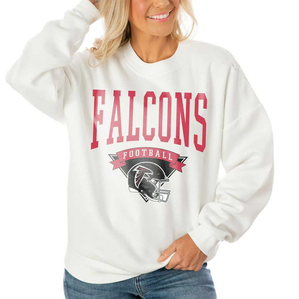 Gameday Couture Women's Oversized Yard Line Tri-Blend Pullover Sweatshirt - Atlanta Falcons