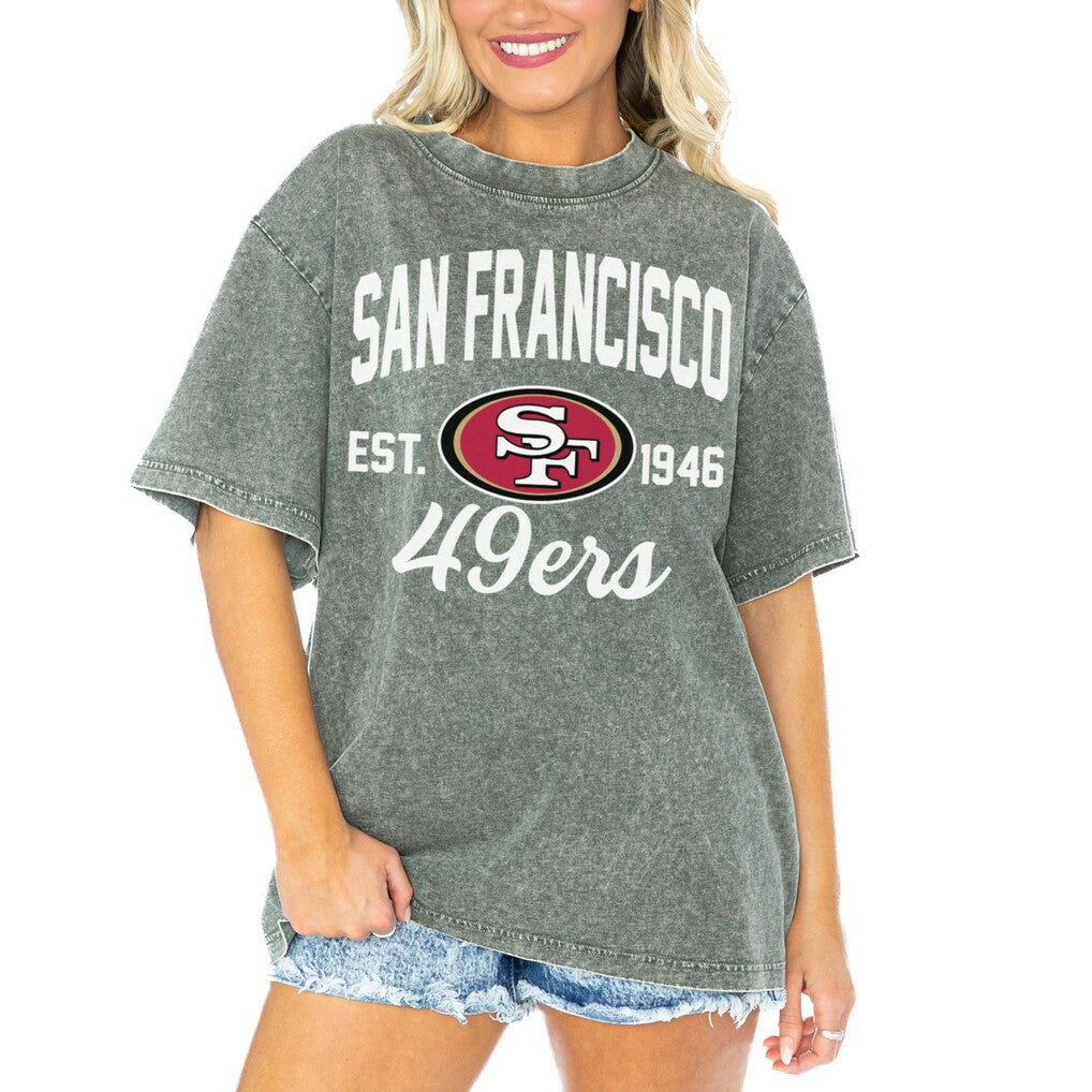 Gameday Couture Women's Tackle Titan Boyfriend Washed T-Shirt - San Francisco 49ers