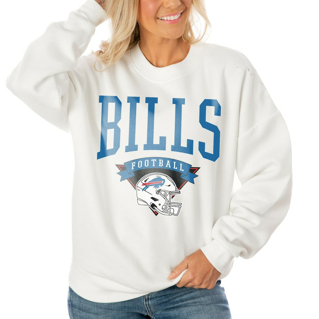 Gameday Couture Women's Oversized Yard Line Tri-Blend Pullover Sweatshirt - Buffalo Bills