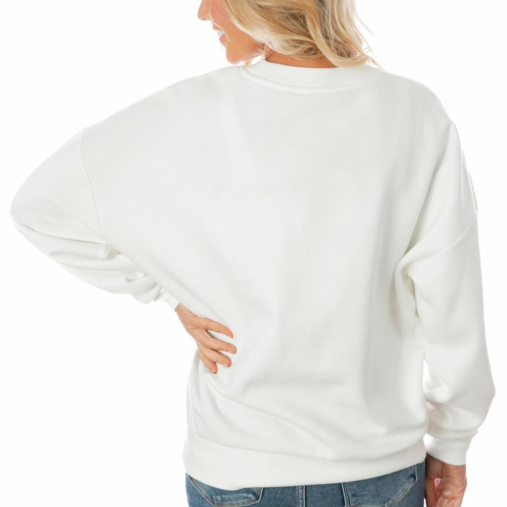 Gameday Couture Women's Oversized Yard Line Tri-Blend Pullover Sweatshirt - Houston Texans
