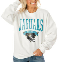 Gameday Couture Women's Oversized Yard Line Tri-Blend Pullover Sweatshirt - Jacksonville Jaguars