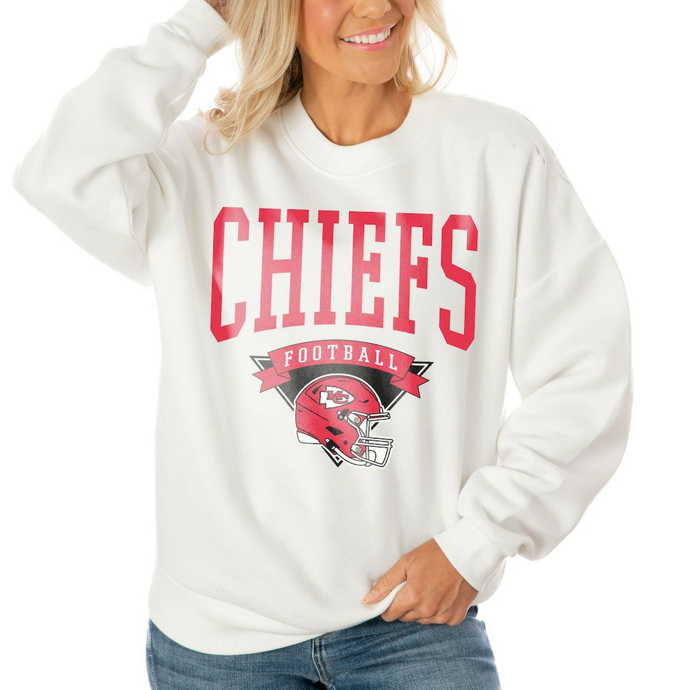 Gameday Couture Women's Oversized Yard Line Tri-Blend Pullover Sweatshirt - Kansas City Chiefs