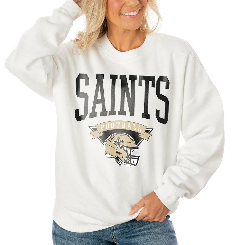 Gameday Couture Women's Oversized Yard Line Tri-Blend Pullover Sweatshirt - New Orleans Saints
