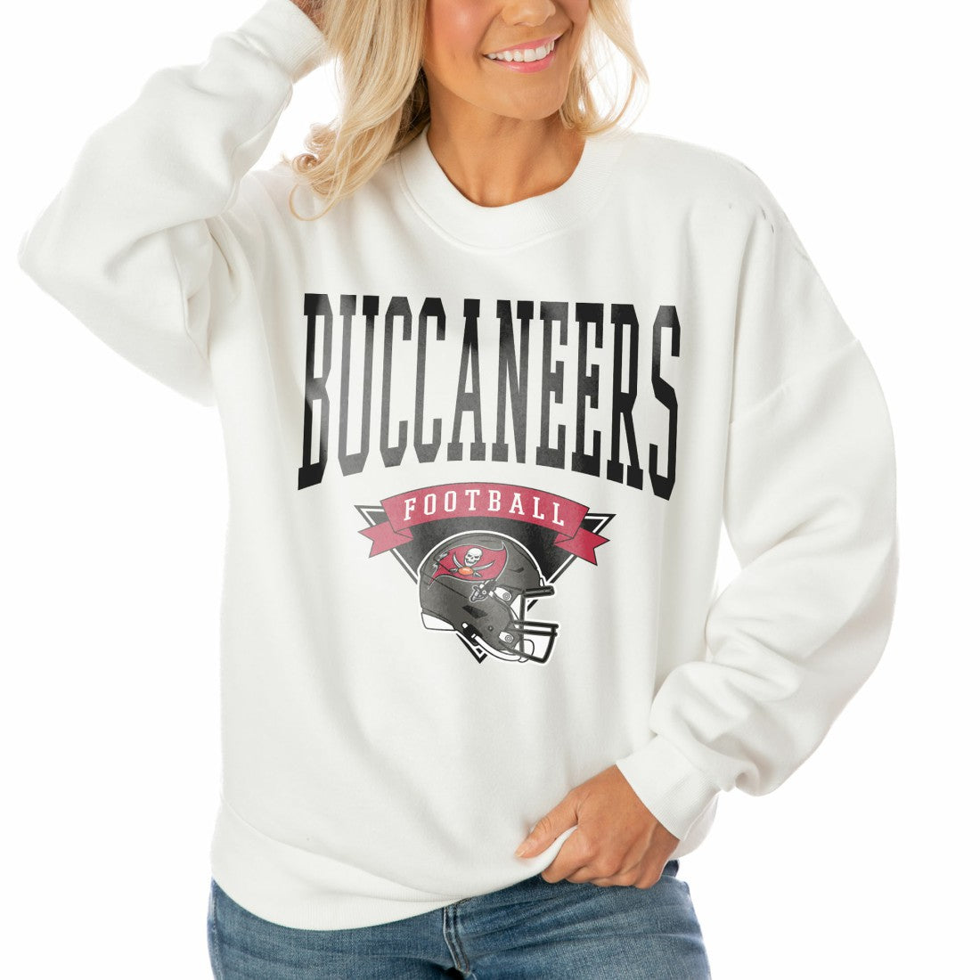 Gameday Couture Women's Oversized Yard Line Tri-Blend Pullover Sweatshirt - Tampa Bay Buccaneers